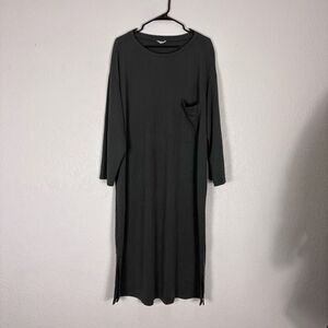Nap Women's Grey Long Sleeve Sleep Dress Gown Large
